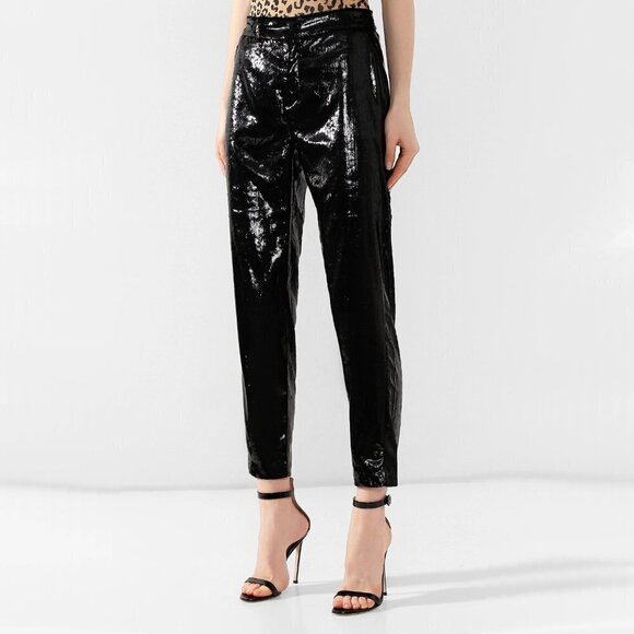 NWT RtA black metallic sheen “tinsel”-look and feel velvet-like tailored trouser - Picture 3 of 16